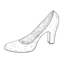 Wall Mural - Women shoe. Hand drawn sketch