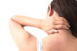 © mraoraor - Woman neck pain with white background for healthy concept
