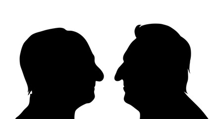 Wall Mural - Vector silhouette of couple on white background.