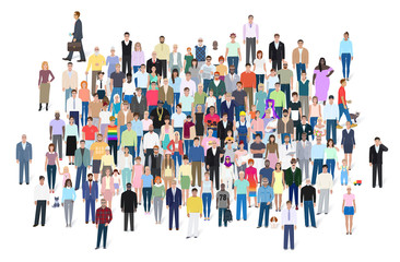 Wall Mural - Crowd of different people, vector illustration