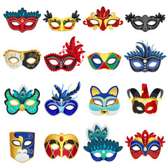 Poster - Venetian Carnival Masks Set