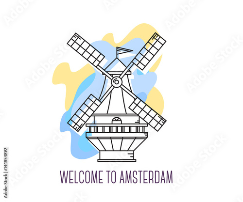 Vector Illustration Of Windmill The Netherlands Amsterdam Landmark Symbol Of Holland Stock Vector Adobe Stock