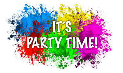 Wall Mural - Paint Splatter Words - It's Party Time