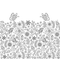 Wall Mural - Hand drawn floral background