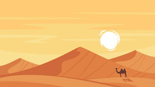 Vector Cartoon Style Background With Hot Desert 