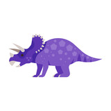 Fototapeta Dinusie - Vector flat style illustration of prehistoric animal - Triceratops. 