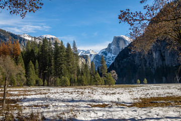 Sticker - View of Yosemite Valley at winter  with Half Dome - Yosemite National Park, California, USA