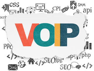 Wall Mural - web development concept: voip on torn paper background