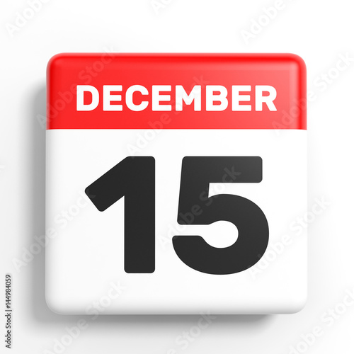 December 15. Calendar on white background. Stock Illustration Adobe Stock