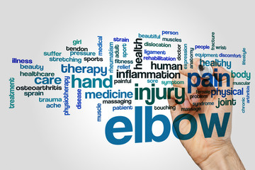 Poster - Elbow word cloud concept on grey background