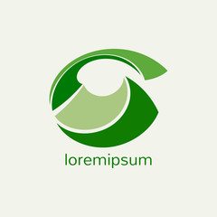 Poster - Template of eco logo with unusual green leaf. Simple vector label