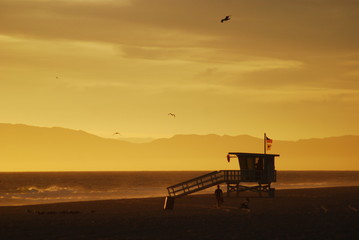 Sunset over LA beach