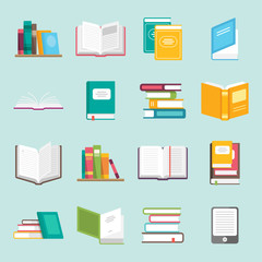 icons of books vector set in a flat style