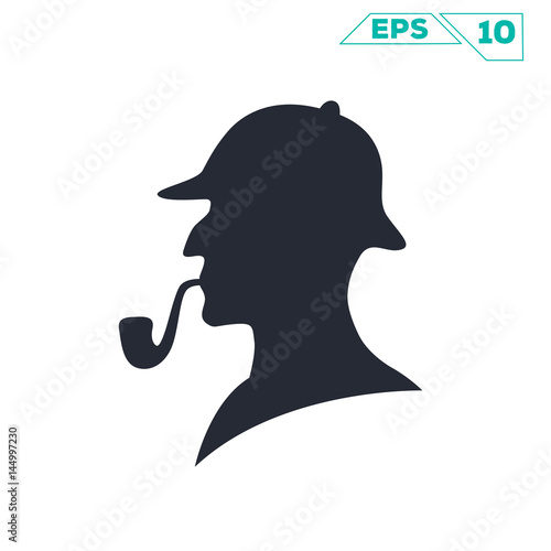 Fotografia sherlock holmes pipe silhouette illustration vector design