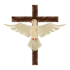 Wall Mural - drawing holy spirit cross vector illustration eps 10