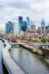 Wall Mural - aerial from south street bridge of philadelphia pennsylvania above schulykill trail