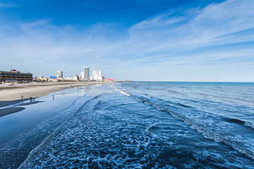 Wall Mural - Beach in Atlantic City, New Jersey with boardwalk in background