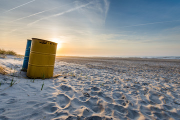 Wall Mural - Sandy Beach in ventnor city beach in atlantic city, new jersey at sunrise