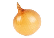 One Yellow Onion Isolated On White Background