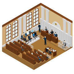 Sticker - Isometric Judicial System Concept