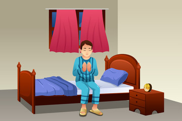 Wall Mural - Muslim Man Praying Before Going to Bed