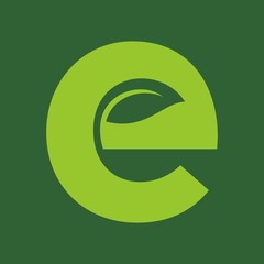 Wall Mural - letter e and leaf logo vector.