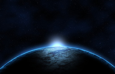 concept or idea , planet in the universe reflective light make up shadow