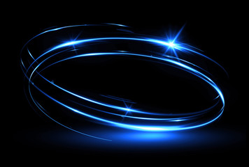 Wall Mural - Glow effect. Ribbon glint. Abstract rotational border lines. Power energy. LED glare tape. .Luminous shining neon lights cosmic abstract frame. Magic design round whirl. Swirl trail effect.