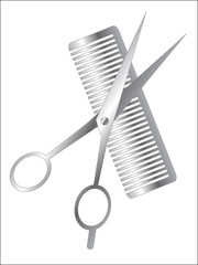 Scissors and comb barber sign, vector illustration