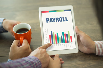 Wall Mural - Business Graphs and Charts Concept with PAYROLL word