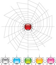 Very Beautiful Composition From Animated Beautiful Spider. Vector Illustration. Isolated On White Background, EPS8, All Parts Closed, Possibility To Edit.