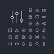Filter icon in set on the black background. Universal linear icons to use in web and mobile app.
