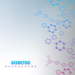 Wall Mural - geometric abstract background with connected line and dots. scientific concept for your design. vect