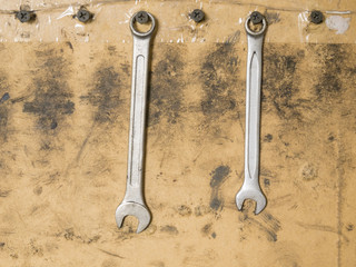 Wrenches on the wall. Auto Service