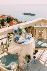 Wall Mural - A table for a wedding ceremony in Montenegro. Wedding decorations.