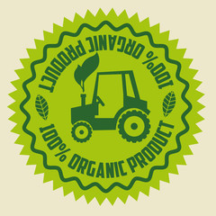 Sticker - organic product guaranteed seal vector illustration design