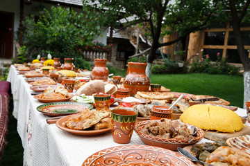 Wall Mural - table with homemade moldavian food 