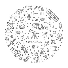 Wall Mural - round line web concept for astronomy