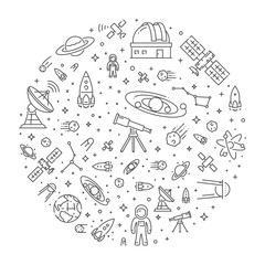 Wall Mural - round line web concept for astronomy
