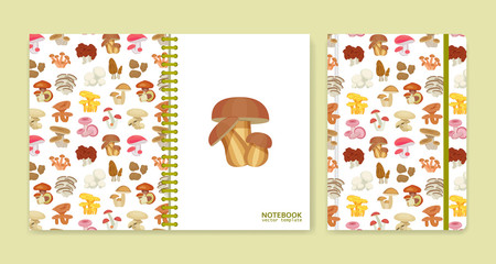 Wall Mural - Cover design for notebooks or scrapbooks with mushrooms