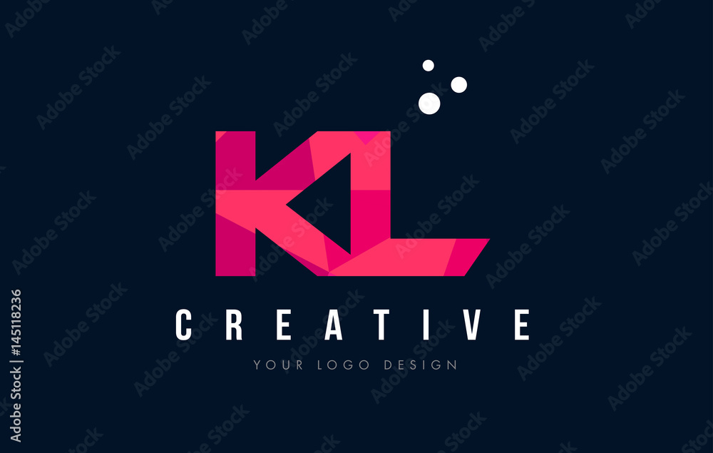KL K L Letter Logo with Purple Low Poly Pink Triangles Concept Stock ...