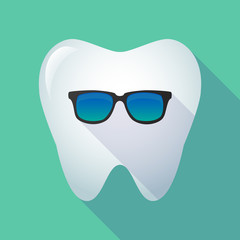 Canvas Print - Long shadow tooth with  a sunglasses icon