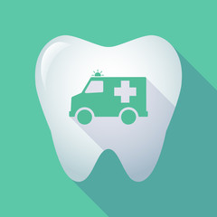 Wall Mural - Long shadow tooth with  an ambulance icon