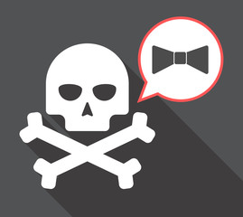 Poster - Long shadow skull with  a neck tie icon