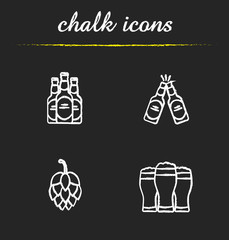 Canvas Print - Beer chalk icons set