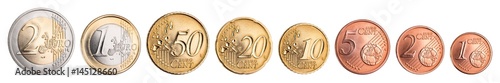 Fotomural complete set of euro coins isolated on white background / Kompletter Satz Euro M
