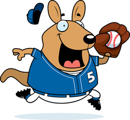 Canvas Print - Cartoon Wallaby Baseball