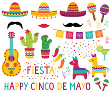 Cinco De Mayo Set (sombreros, Pinatas, A Guitar, Maracas And Decoration)