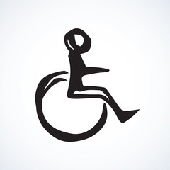 Wall Mural - Disabled person in the stroller. Vector drawing