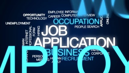 Sticker - Job application animated word cloud, text design animation.